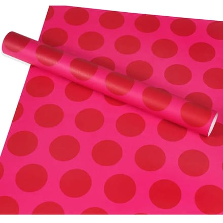 Cadeaupapier met rode stippen op roze Rex London