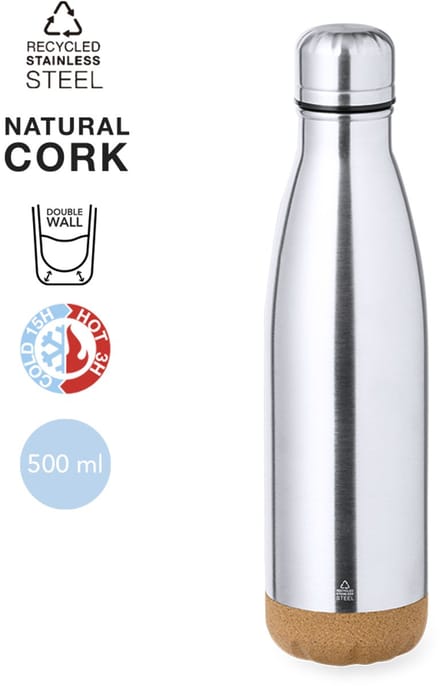 Themosfles gerecycled RVS / kurk 500 ml - geschikt voor lasertechniek model Daglet