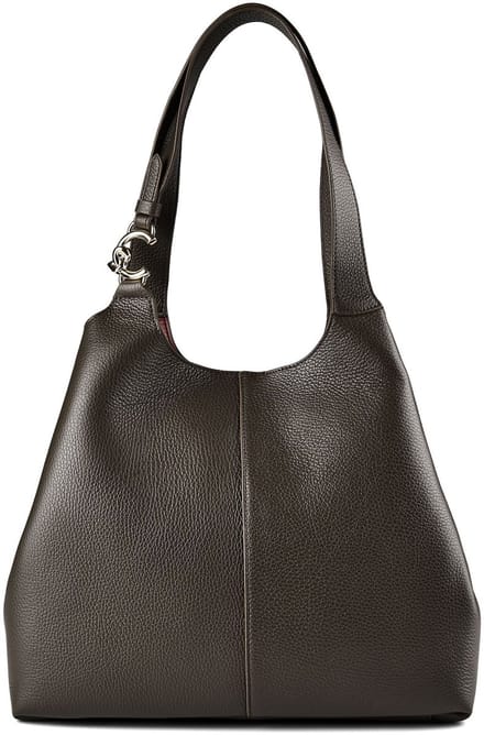 COCCINELLE Leren schoudertas C-Easy Shopper Fango donkergroen