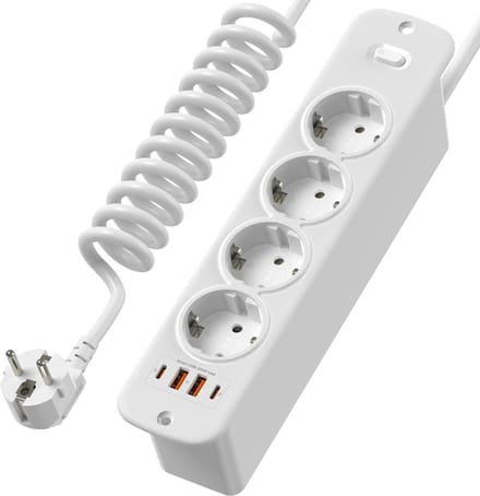 Inbouw Stekkerdoos met USB-C PD 20W en Schakelaar - Intrekbaar en 4-Weg
