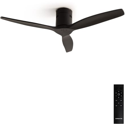 CREATE - Plafondventilator 40W silent 100% hout - S - Geen licht - Afstandsbediening - WIND CALM NATURAL WOOD