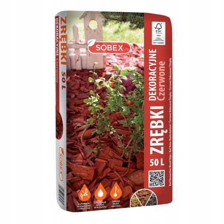 Sobex Zrębki - Decoratieve Houtsnippers - Rood - 50L - Natuurlijk