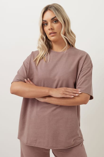 Yours Oversized Tshirt Van Sweatstof In Roze Acid Wash Size 46