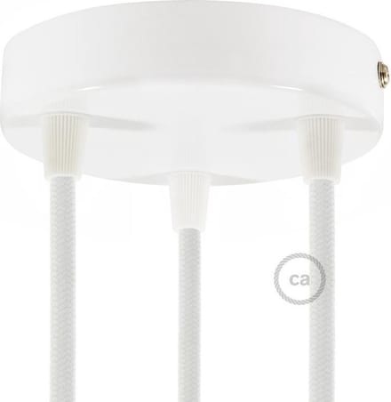 Metalen plafondkap geschikt voor 3 lampen Ø12cm - wit