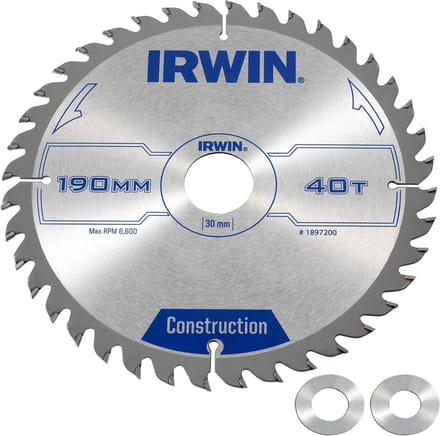 Irwin Construction - Cirkelzaagblad - 190x30mm - 40 tanden - Widia