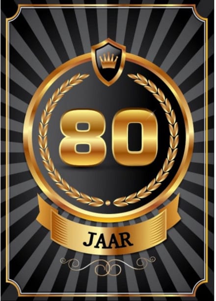 Bellatio Decorations Verjaardag deurposter - 80 jaar - 59 x 42 cm - leeftijd feestartikelen