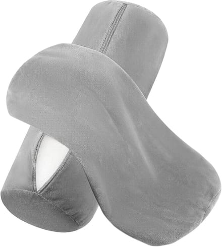 Allecto Plus - Set van 2 grijze nekrolhoesjes 40 x 15 cm met ritssluiting