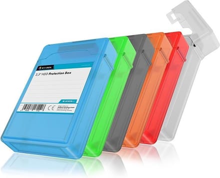 ICY BOX IB-AC602b-6, 3,5 HDD Schutzbox, transparent, 6 Farben 3,5 harde schijf bewaarbox