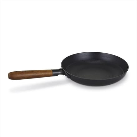 SnelShoppen - Braadpan 24 cm - Geëmailleerd Staal met Acaciahouten Handvat - Antiaanbaklaag Keramiek - Geschikt voor Inductie en Grill - Ideaal voor K