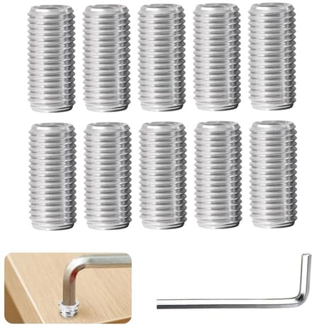 NTHProducts - Thread Nuts - M8 naar M5 - Robuuste bevestiging - Zilver - Hex Insert - Ideaal voor meubels - 10 stuks
