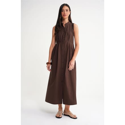 Geknoopte Tippet Kraag Maxi Jurk