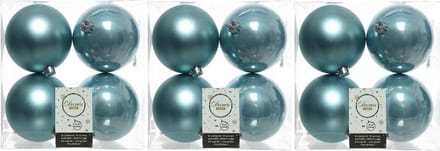 Decoris Kerstballen - 12x st - ijsblauw - D10 cm - kunststof - kerstversiering