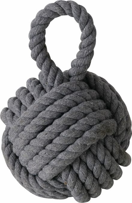Boltze deurstopper knoop - 1.2 kilo - grijs - jute - 23 x 15 cm