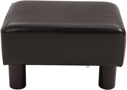 HOMCOM-Fußhocker-Kunstleder, Kunststoff-L40 x B30 x H24 cm-Braun