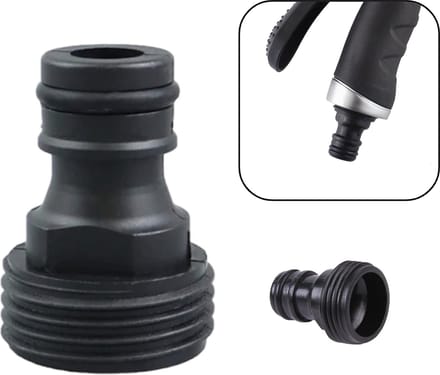 PD kraanstuk - Slangkoppeling - Insteeknippel met buitendraad 3/4 inch - Zwart