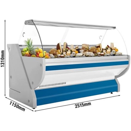 GGM Gastro Kühl-/ Fleischtheke - 2500mm - Blau - mit Fleischlicht & beleuchteter Frontblende