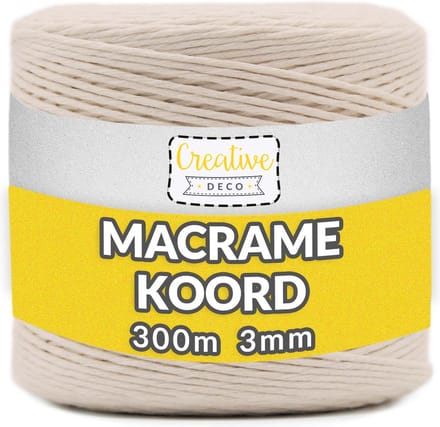Creative Deco Beige Macrame Touw – 300m – Katoen, 12-laags