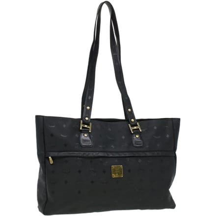MCM Vicetos Logogram Schoudertas PVC Leer Zwart Auth ti758