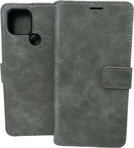 Portemonnee Book Case Hoesje Geschikt voor: Oppo A15 - Grijs