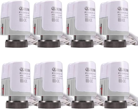 8 x Servomotoren voor Vloerverwarming, Thermische Aandrijving, Stroomloos, NC M30 x 1,5