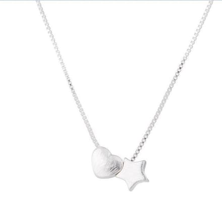 24/7 Jewelry Collection Hart Ster Ketting - Geborsteld - Zilverkleurig
