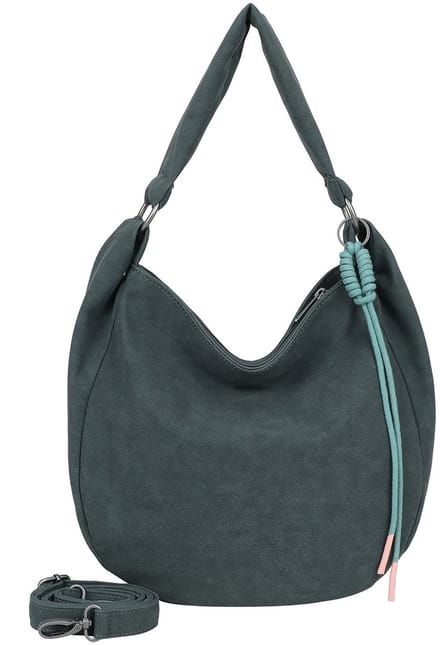 Fritzi aus Preußen schoudertas Sue01 Suede Jacky Hobo Bag Soft Grey Blue blauwgrijs