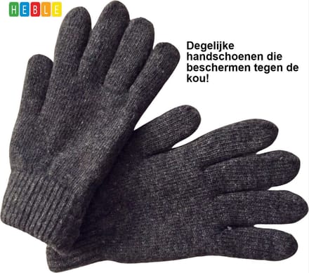 1 paar Classic Handschoenen - Winter - One Size - Grijs - Polyacryl - Unisex - van Heble®