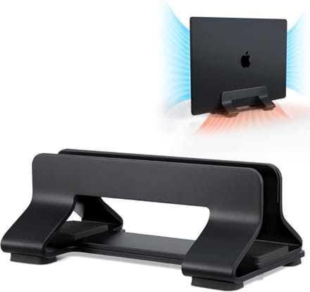 Famanu – Aluminium Verticale Laptopstandaard Dockhouder - Verstelbare Sleufbreedte 12-42mm - Ruimtebesparende Verticale Opslag voor Laptops