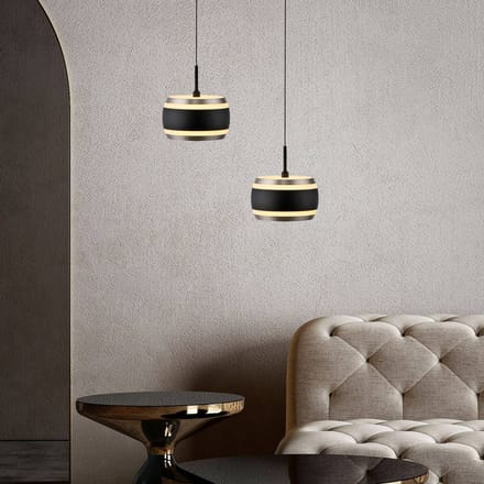 LED hanglamp PURE Falling Rings, zwart, Ø 13 cm, CCT