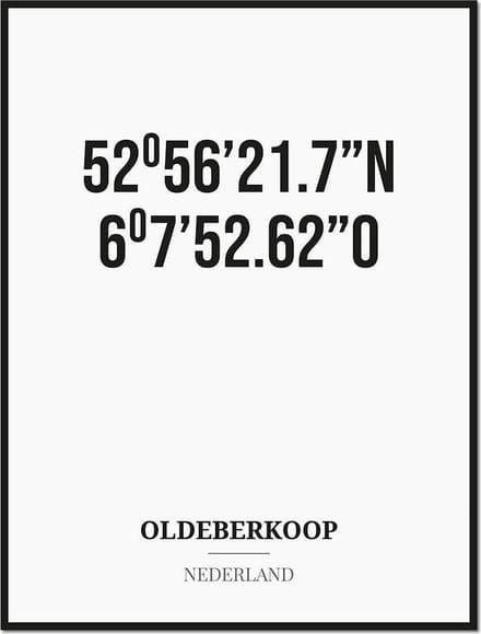 Poster/kaart OLDEBERKOOP met coördinaten