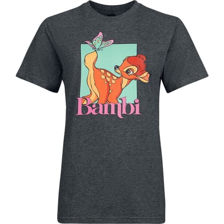 Bambi - Disney T-shirt - Butterfly Pop - S - voor Vrouwen - antraciet gemêleerd