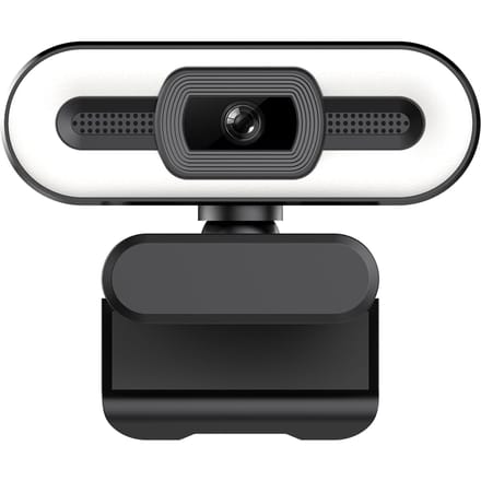 Webcam USB 4K Plug and Play avec éclairage de microphone intégré pour diffusion en direct d'appels vidéo Full HD noir