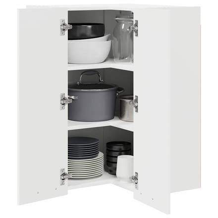 Wandmontage Hoekkast met Opbergruimte Wit 57 x 57 x 80 cm Spaanplaat