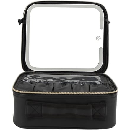 Make-upkoffer met verlichte spiegel 3 kleuren verlichting instelbare helderheid opladen LED black