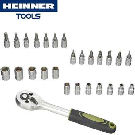 Heinner 27-delige 1/4" Doppenset incl. Dopbits en Ratel - Semi Professionele Dopsleutelset 8-32 mm - Chroom Vanadium