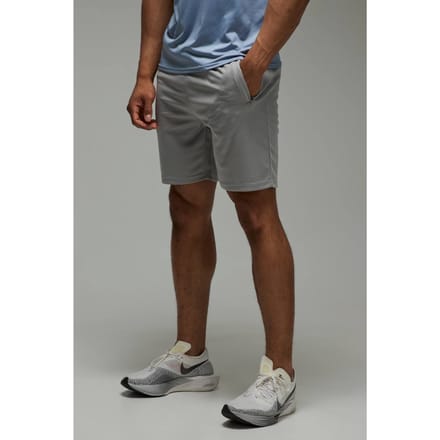 Man Active Zip Pockets 7inch Basic Training Short | Light Grey | Size Small