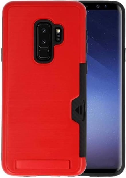 Rood Tough Armor Kaarthouder Stand Hoesje voor Samsung Galaxy S9 Plus