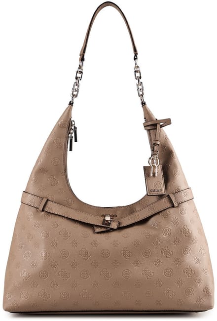 GUESS schoudertas Ella Logo Hobo Beige Logo Taupe
