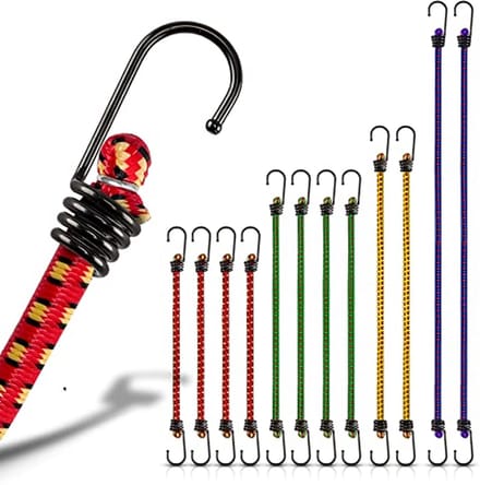 Set van 12 elastische spanbanden met haken voor transport en laadbeveiliging