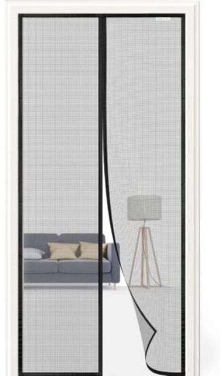 Zwart magnetisch muggennet, 120x220cm, boren niet nodig.