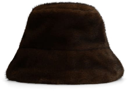 Manfield - Dames - Bruine bucket hat van faux fur - Maat 1