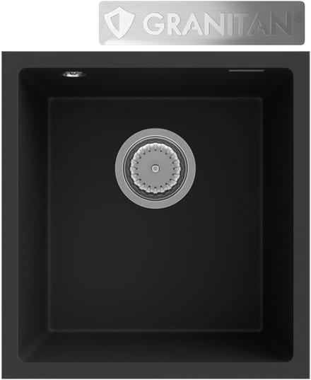 Zwarte Granieten Spoelbak Granitan Mini45 met Sifon
