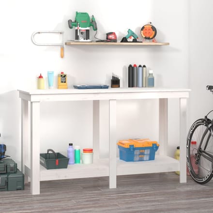 vidaXL - Werkbank - 140x50x80 - cm - massief - grenenhout - wit