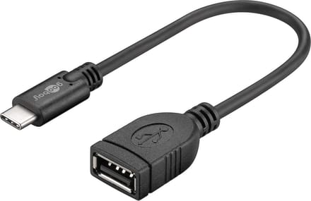 Goobay USB-C naar USB-A-kabel, 0,2 m, zwart, 2,5 W, 0,5 A, 480 Mbit/s, USB 2.0, USB-C-stekker > USB-A-aansluiting