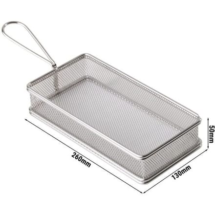 GGM Gastro (6 Stück) Servier Frittierkorb - SNACKHOLDER - Edelstahl - 260x130mm - Silber