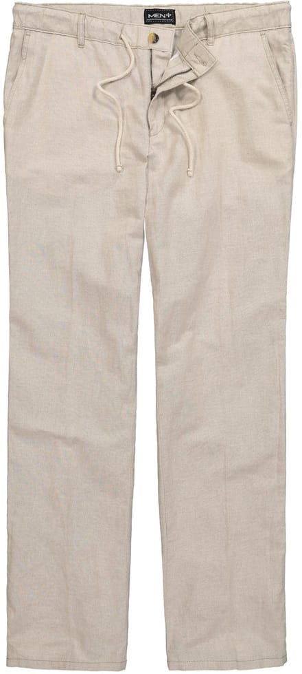 Men Plus - Heren - Linnenmix-broek relaxed fit elastische tailleband - Kiezelgrijs - Maat 54