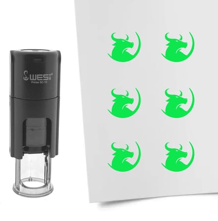 CombiCraft Stempel stier 10mm rond groene inkt - per 1 stuk