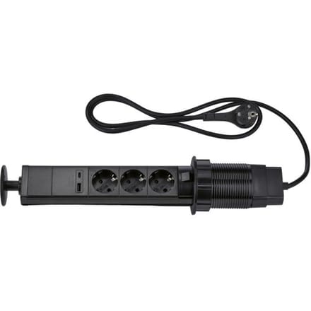 TRONIC Stekkerdoos (Tafelstekkerdoos, Zwart)