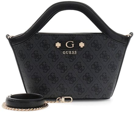 GUESS handtas schoudertas Lindsey Mini Tote Coal Logo donkergrijs
