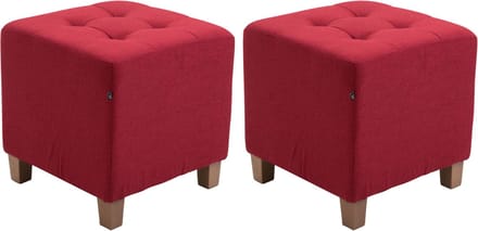 CLP Pharao Set van 2 hockers - Kruk - Vierkant - antiek-licht - rood
